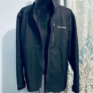 Columbia Sweater Men Large Black Full Zip Outdoors Pockets Mock Neck